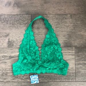 Free People halter green bralette